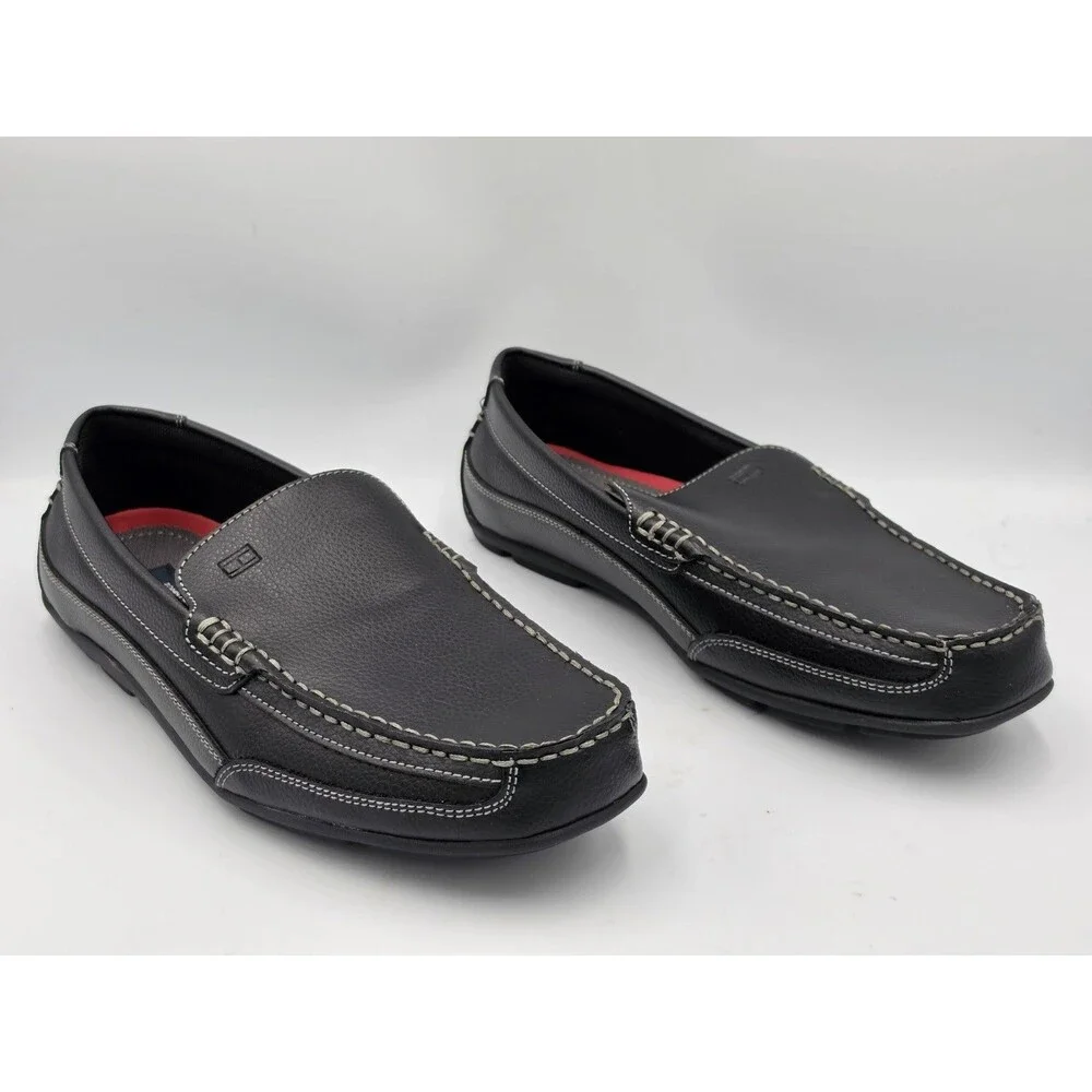 Tommy Hilfiger Dathan Slip On Driving Shoes Loafers Men's Size 9 M Black Leather